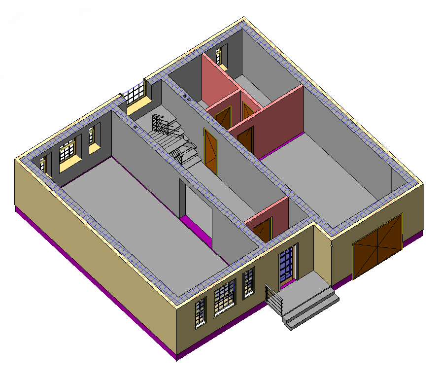 План первого этажа двухэтажного коттеджа с гаражом